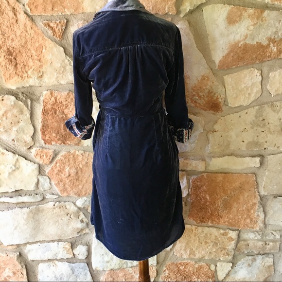 NWT Anthropologie Maeve Velvet Shirtdress in blue - Picture 6 of 8